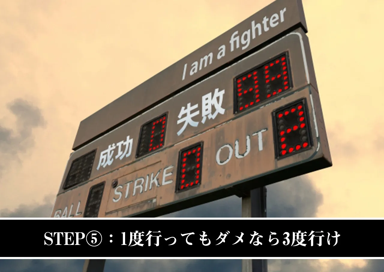 STEP⑤:1度行ってもダメなら3度行け